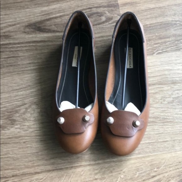 Balenciaga Leather Studded Ballet Flat - Picture 1 of 7
